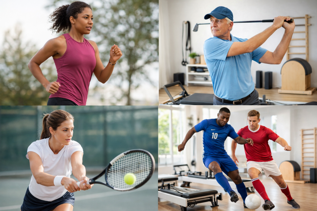 athletes in action and pilates training
